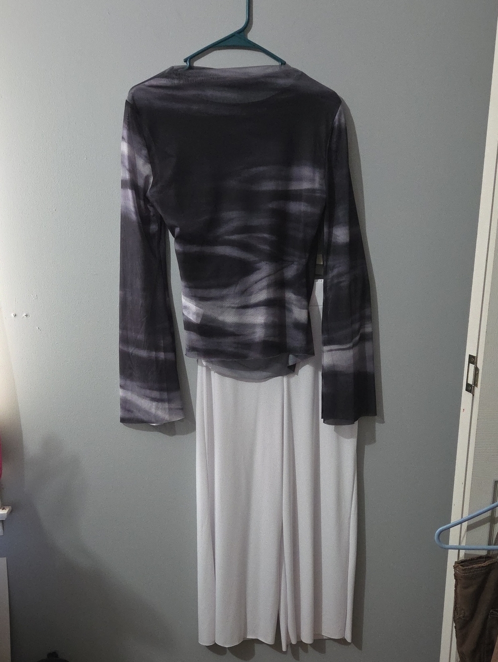 Dance- Gray & White Long Sleeve Top with White Pants
